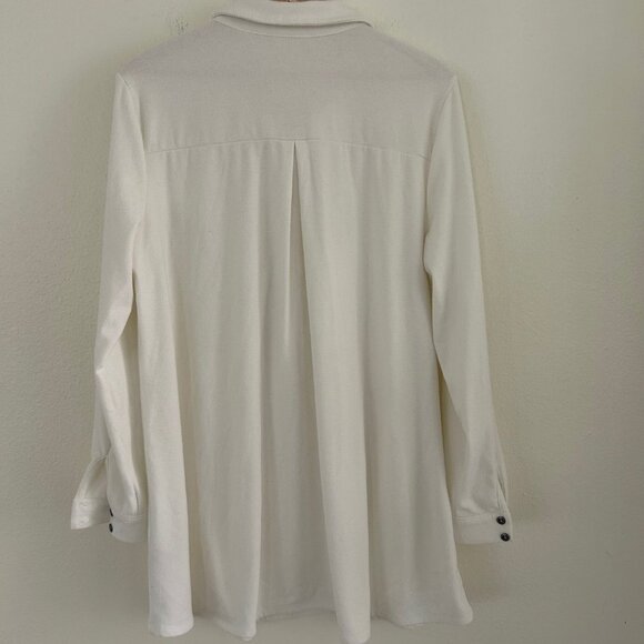 Soft Surroundings Shirt Take It Easy Roll-Tab Sleeve Knit Tunic Ivory SZL Casual - Picture 7 of 10